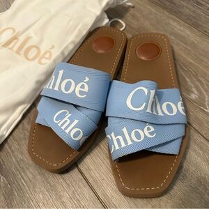 Chloe Woody Sandals Slides Graceful Blue